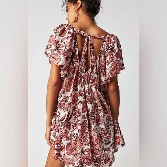 Free People NWT Kauai Getaway Printed Tunic in the ivory combo size Small